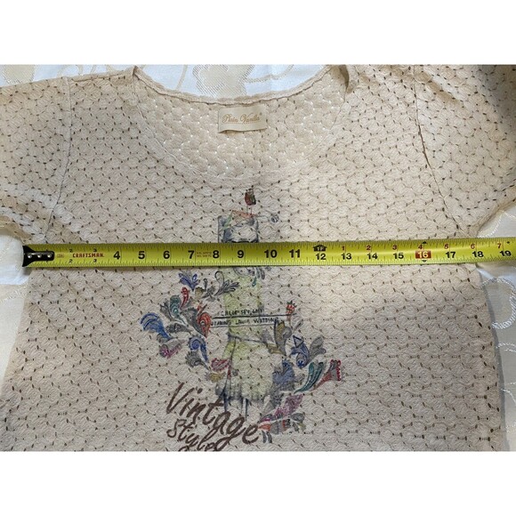 Plain Vanilla Women's Tops Shirt S Short Sleeve Summer Tee See Through One Size - Picture 5 of 8